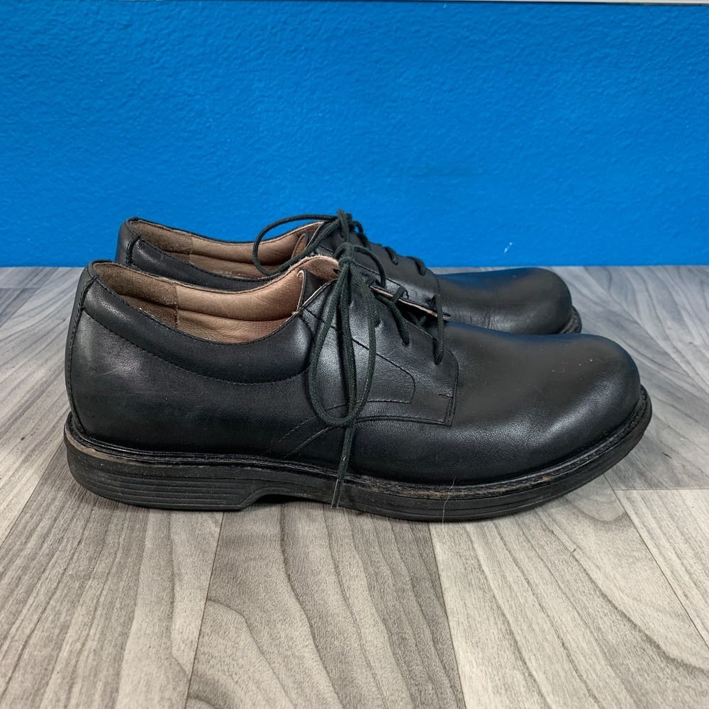 Dansko Mens 44 US 10.5 Black Leather Lace Up Shoes Slip Resistant Comfort Work